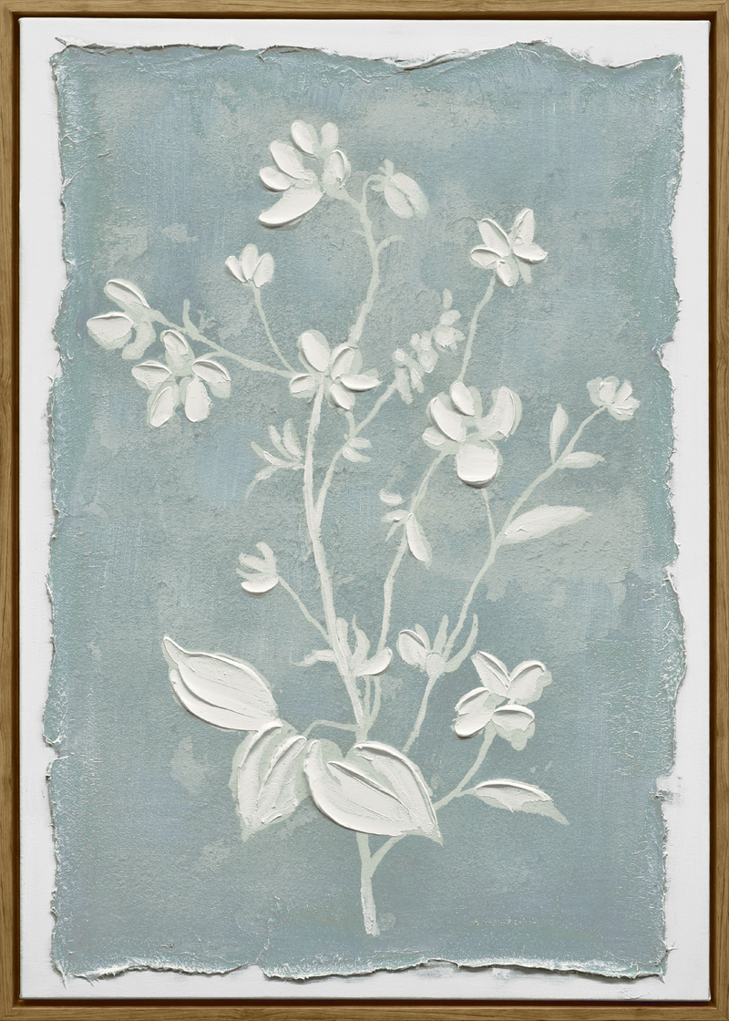 Whispering Blooms I Hand-embellished Canvas in Frame