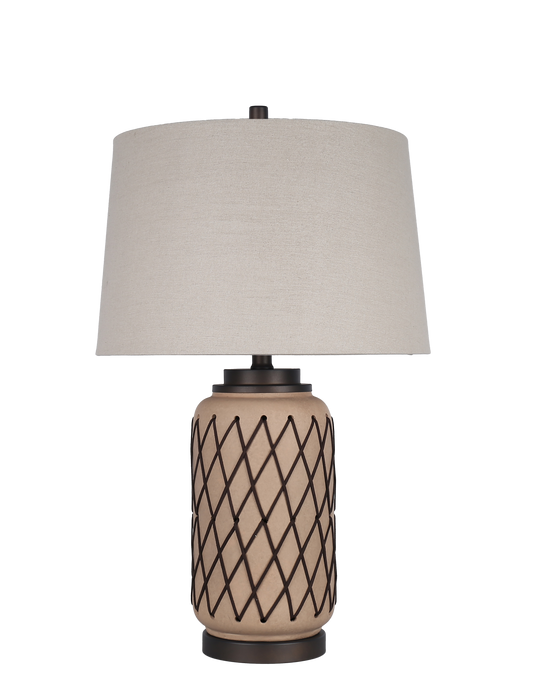 Diamond Weave Ceramic, PU Leather & Metal Table Lamp (Case Pack 2)