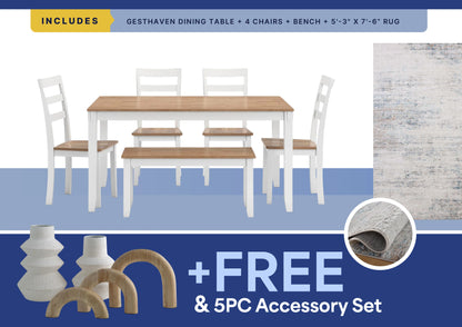 Free 5Pc Accessory Set + Townes Rug + 6Pc Gesthaven Dining Room Package