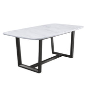 Mesa de comedor rectangular Madan con tablero de mármol