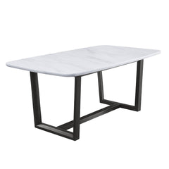 Mesa de comedor rectangular Madan con tablero de mármol