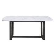 Mesa de comedor rectangular Madan con tablero de mármol
