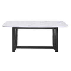 Mesa de comedor rectangular Madan con tablero de mármol