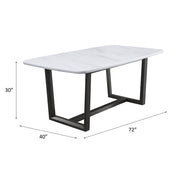 Mesa de comedor rectangular Madan con tablero de mármol