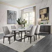 Mesa de comedor rectangular Madan con tablero de mármol