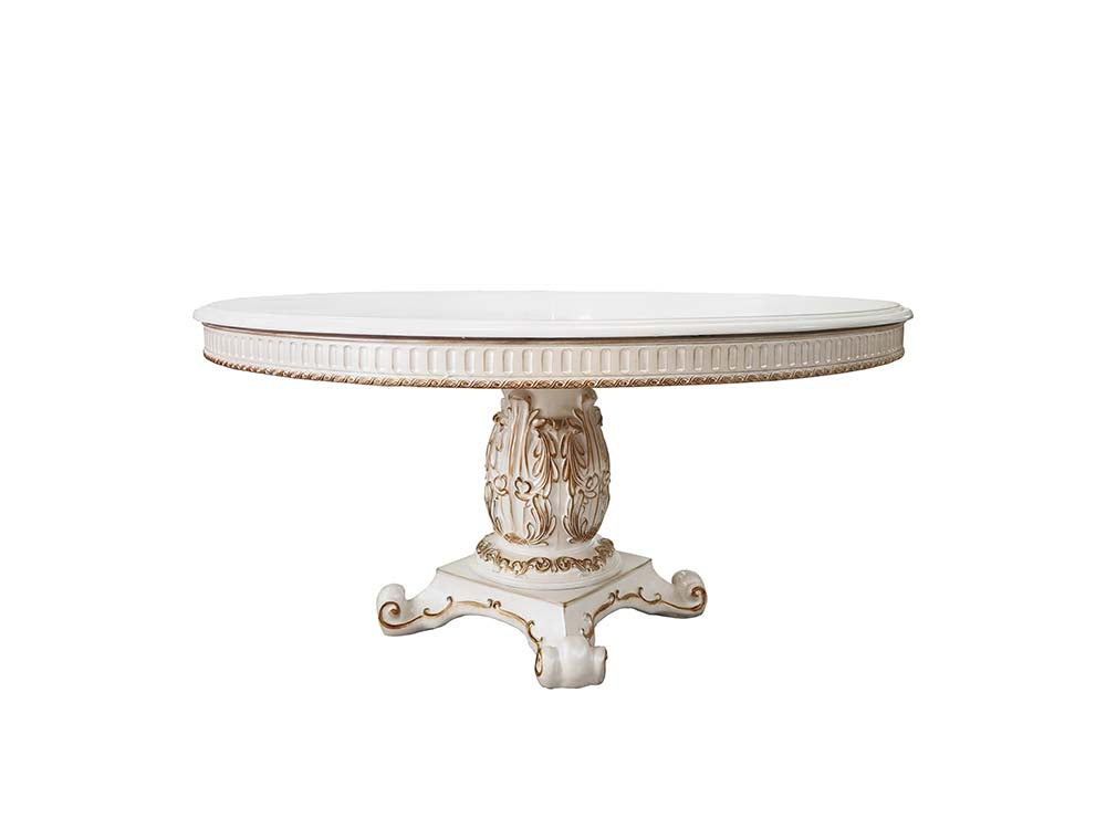Mesa de comedor redonda y rectangular Vendome de 152 cm de largo con base de pedestal