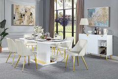 Mesa de comedor rectangular Gaines de 180 cm de largo con base de pedestal
