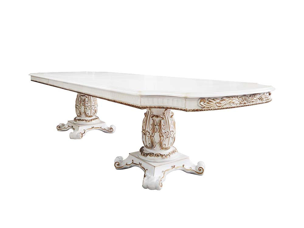 Mesa de comedor rectangular extensible Vendome con base de pedestal
