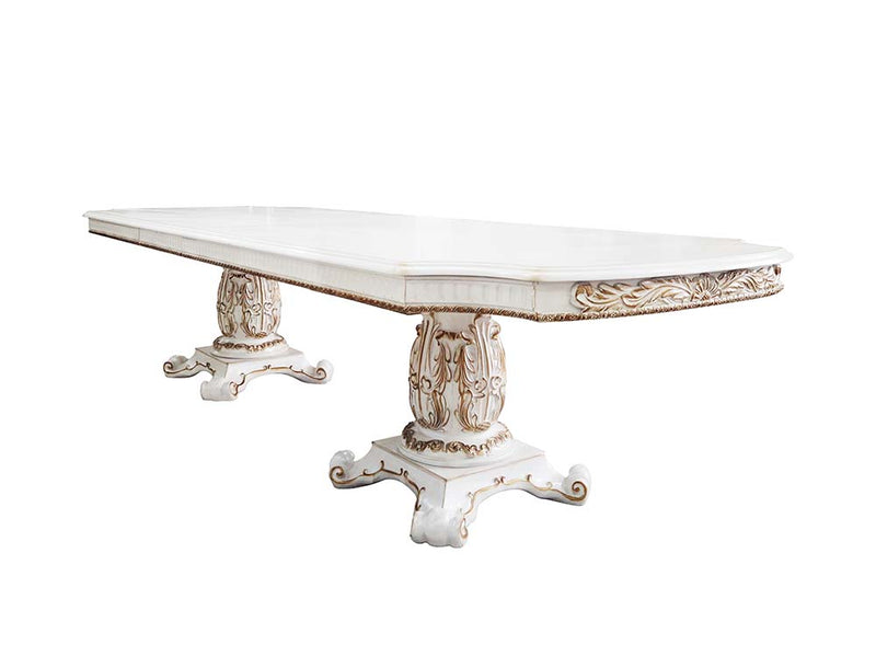 Mesa de comedor rectangular extensible Vendome con base de pedestal