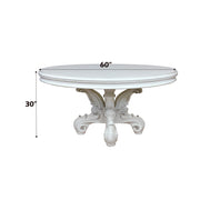 Versailles Round Dining Table - Leatherette & Bone White