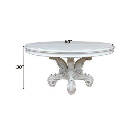Versailles Round Dining Table - Leatherette & Bone White
