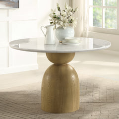 Mesa de comedor redonda Kala de 122 cm de diámetro con tablero de mármol