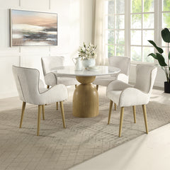 Mesa de comedor redonda Kala de 122 cm de diámetro con tablero de mármol