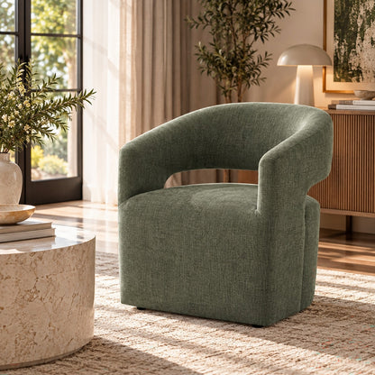 Libni Arm Chair w/Casters - Green Linen