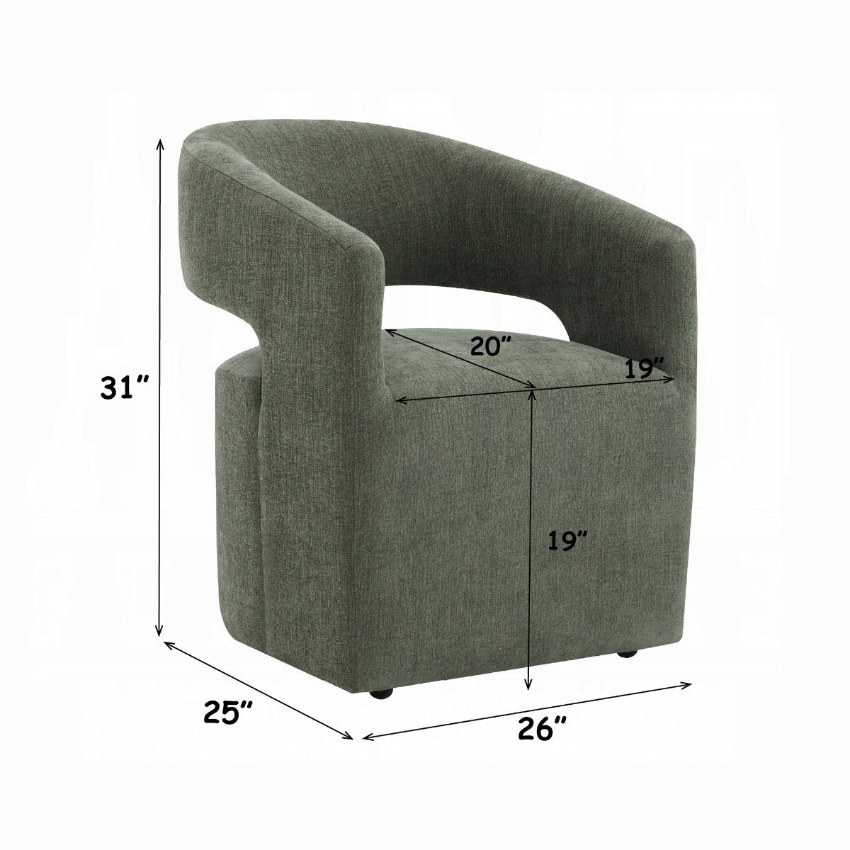 Libni Arm Chair w/Casters - Green Linen