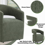 Libni Arm Chair w/Casters - Green Linen