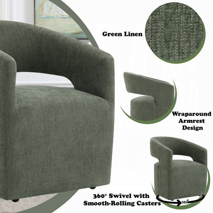 Libni Arm Chair w/Casters - Green Linen
