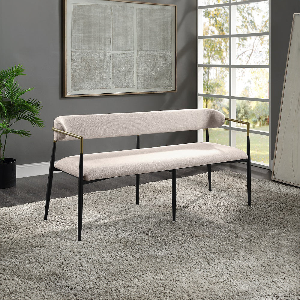 Jaramillo Bench - Beige Linen & Black