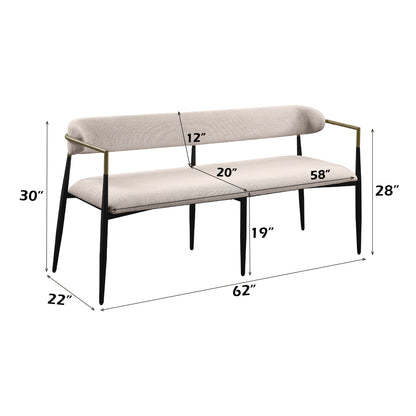 Jaramillo Bench - Beige Linen & Black