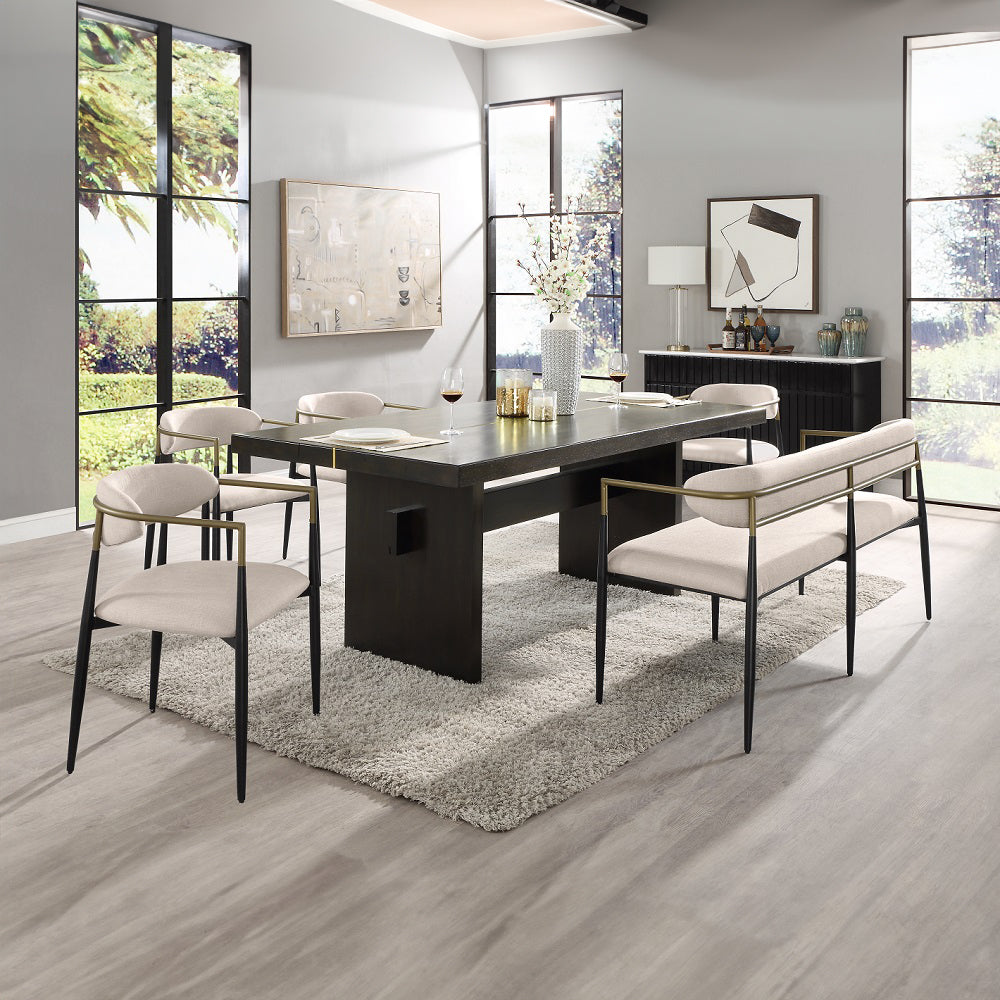 Jaramillo Bench - Beige Linen & Black