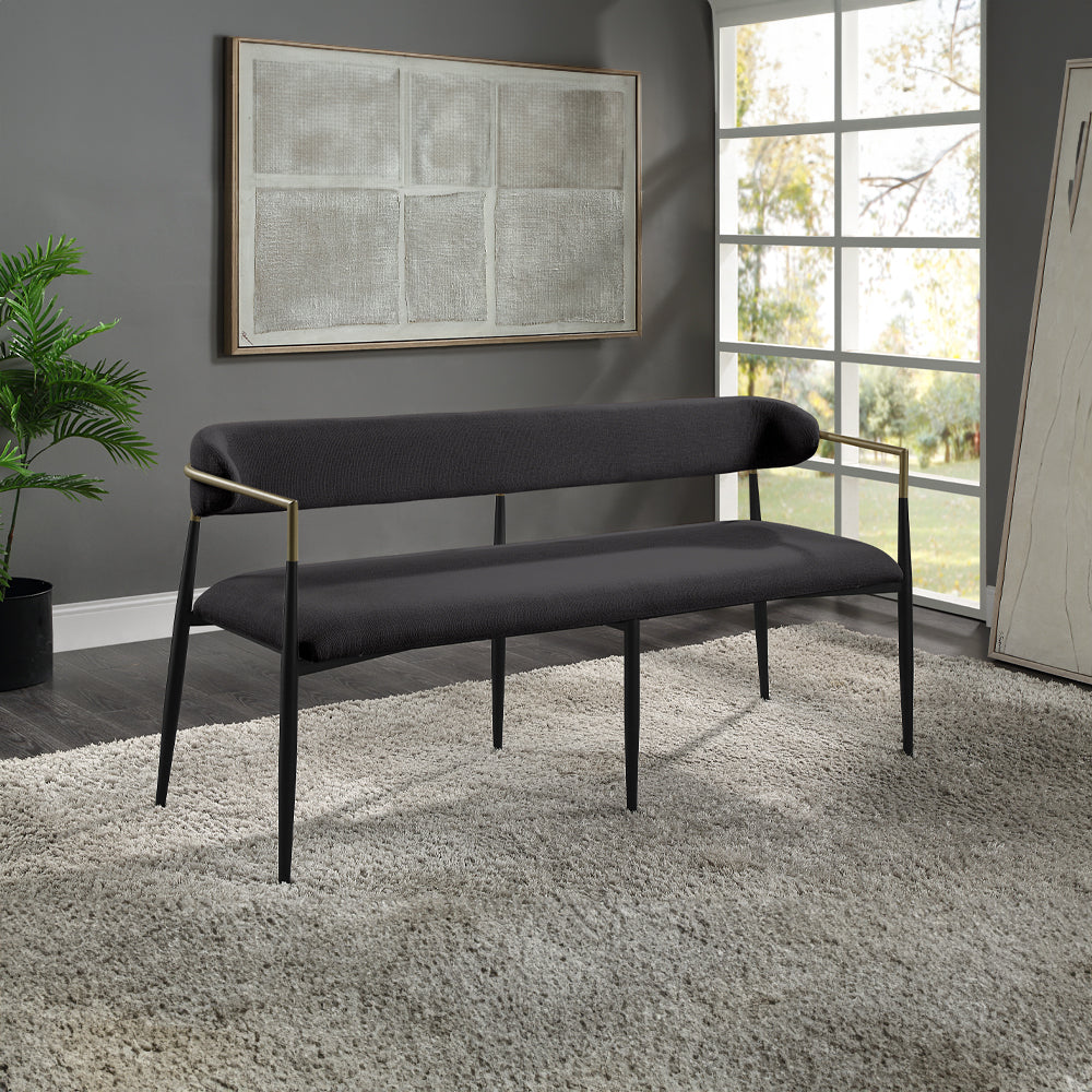 Jaramillo Bench - Black Chenille & Black (65"W x 20"D x 30"H)
