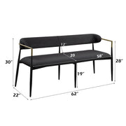 Jaramillo Bench - Black Chenille & Black (65"W x 20"D x 30"H)