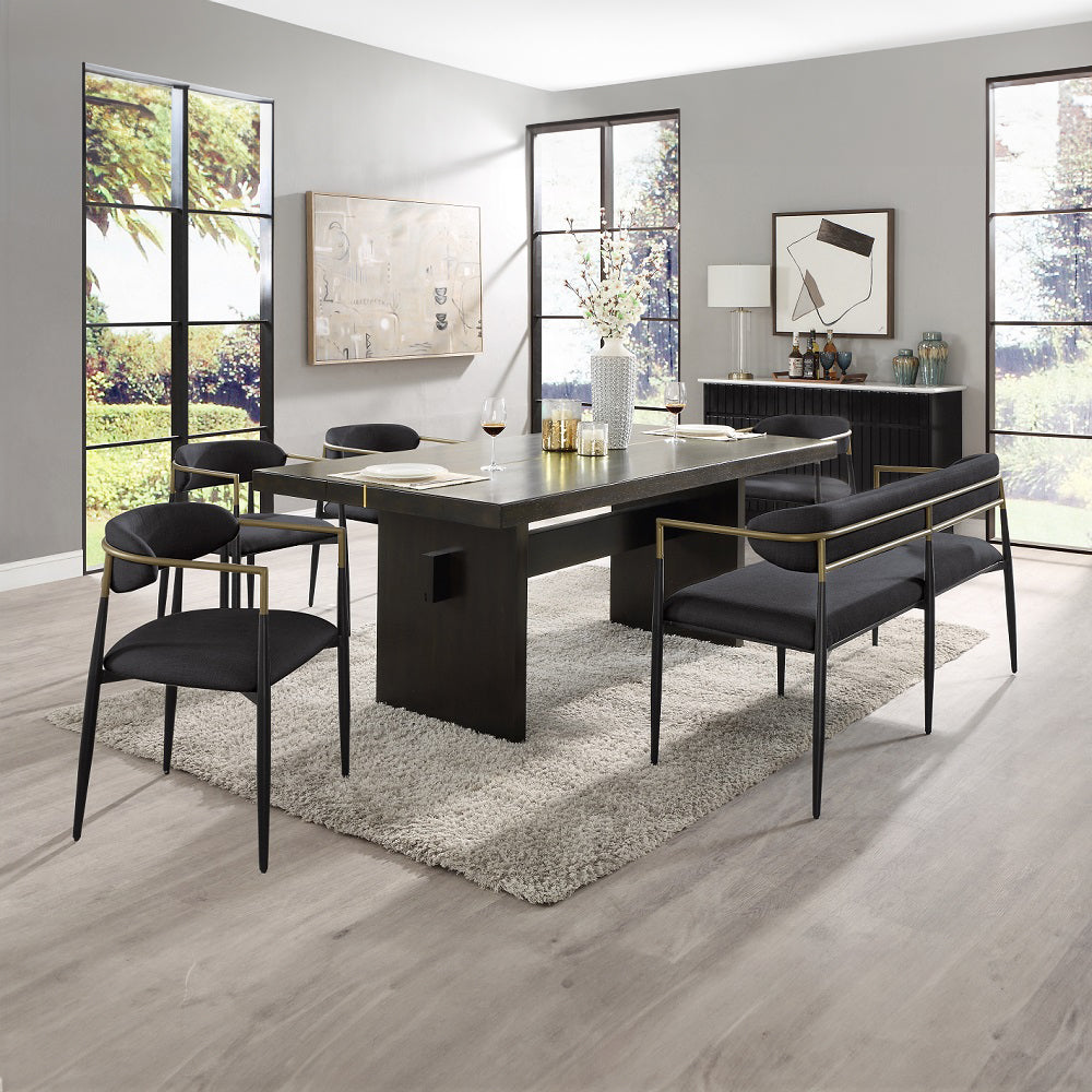 Jaramillo Bench - Black Chenille & Black (65"W x 20"D x 30"H)