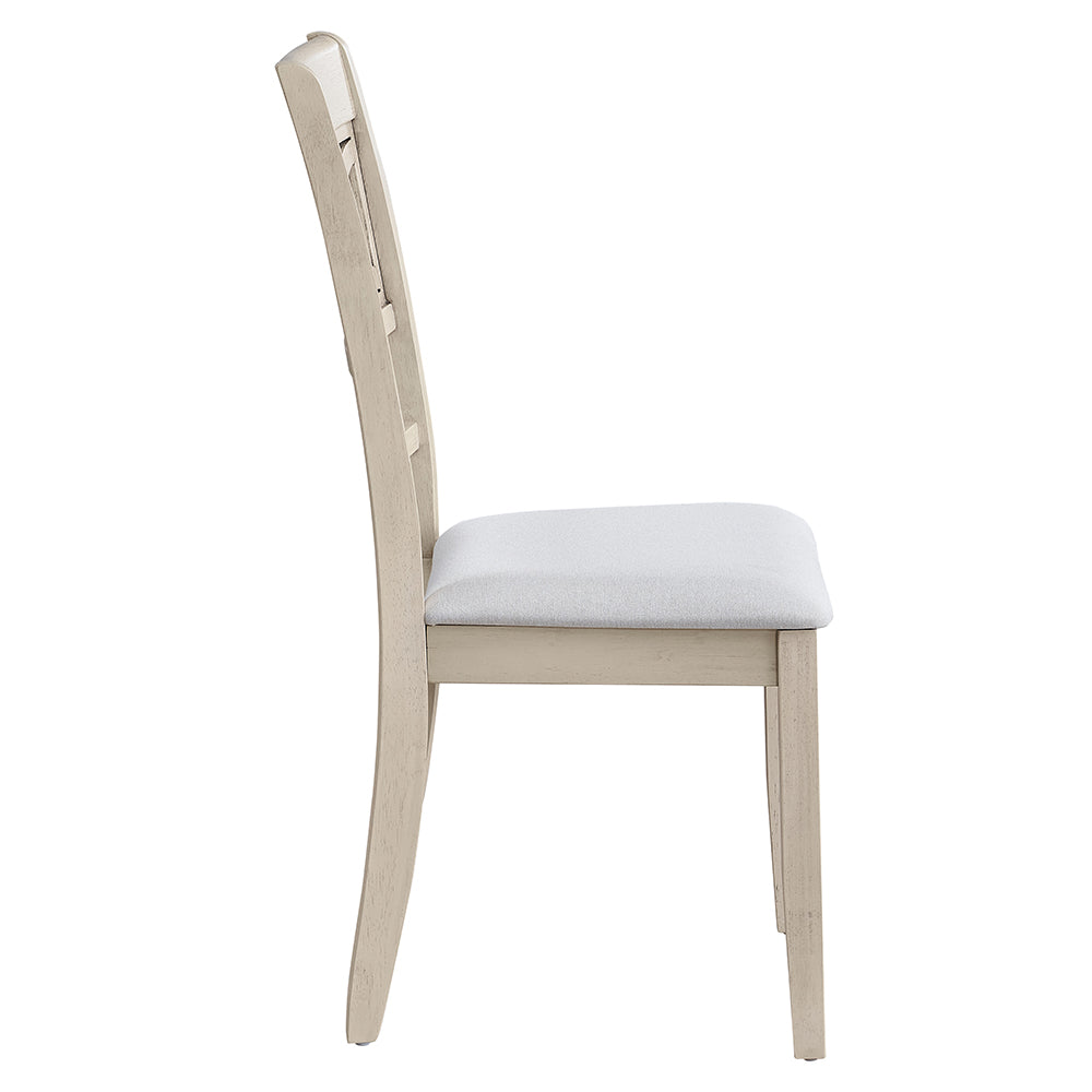 Ferris Side Chair (Set of 2) - Beige Linen & Antique Bone White