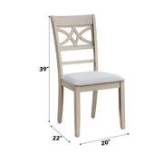 Ferris Side Chair (Set of 2) - Beige Linen & Antique Bone White