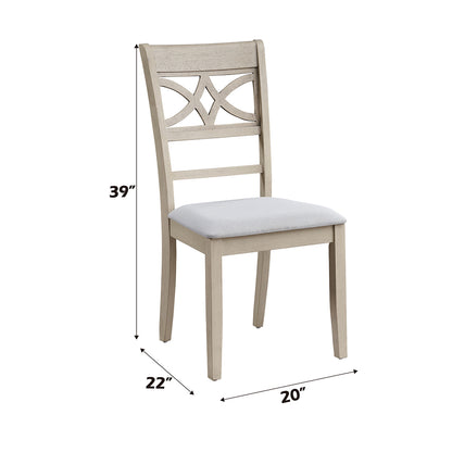 Ferris Side Chair (Set of 2) - Beige Linen & Antique Bone White