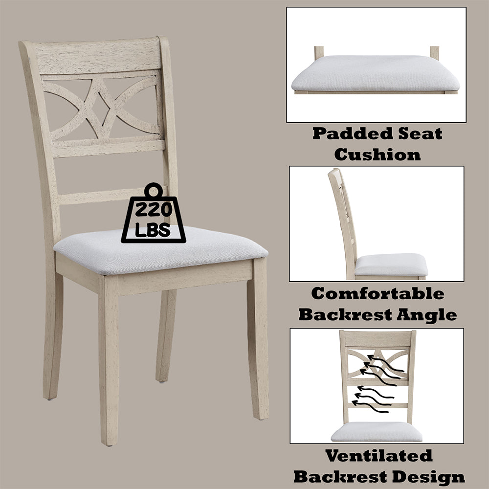 Ferris Side Chair (Set of 2) - Beige Linen & Antique Bone White