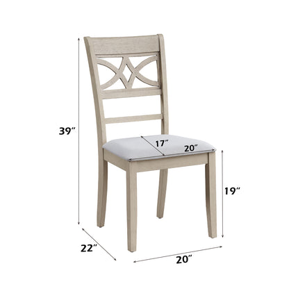 Ferris Side Chair (Set of 2) - Beige Linen & Antique Bone White