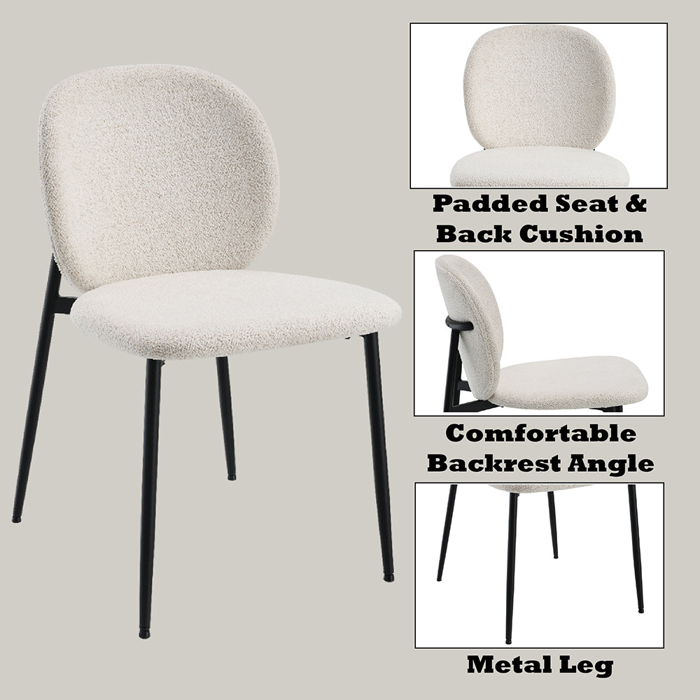 Klaus Side Chair (Set of 2) - White Boucle & Black