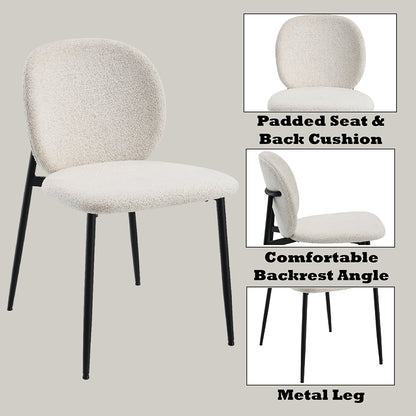 Klaus Side Chair (Set of 2) - White Boucle & Black