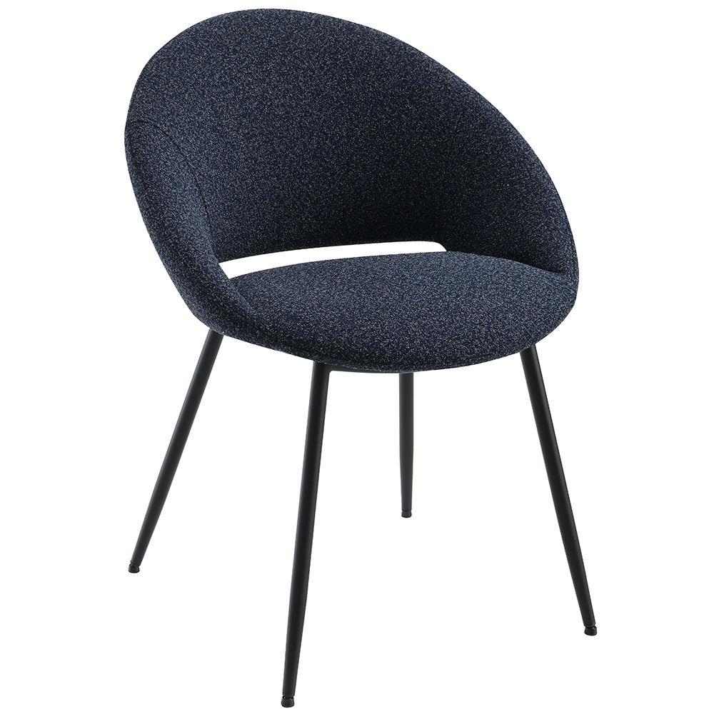 Klaus Side Chair (Set of 2) - Navy Boucle & Black