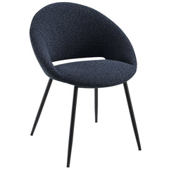 Klaus Side Chair (Set of 2) - Navy Boucle & Black