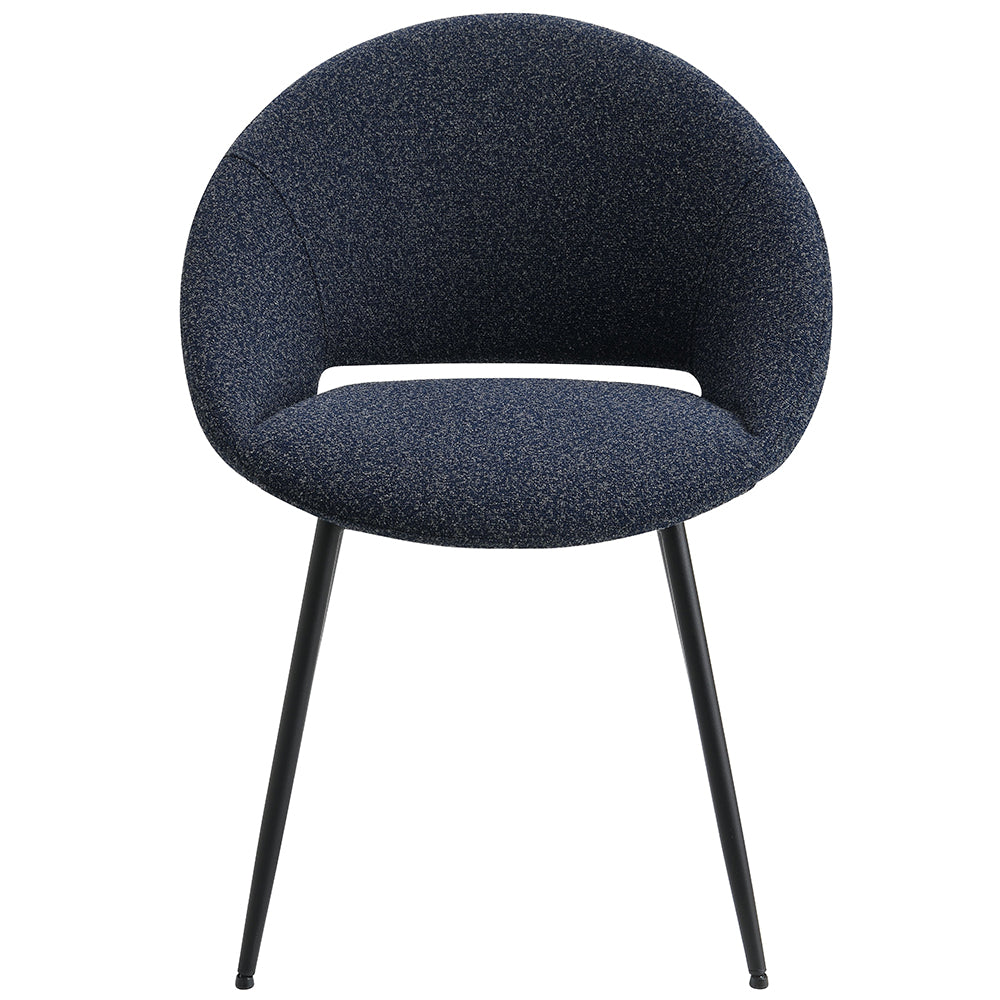 Klaus Side Chair (Set of 2) - Navy Boucle & Black