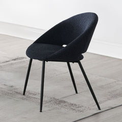 Klaus Side Chair (Set of 2) - Navy Boucle & Black
