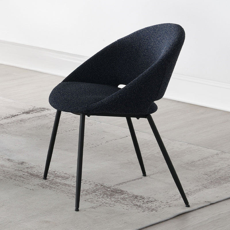 Klaus Side Chair (Set of 2) - Navy Boucle & Black
