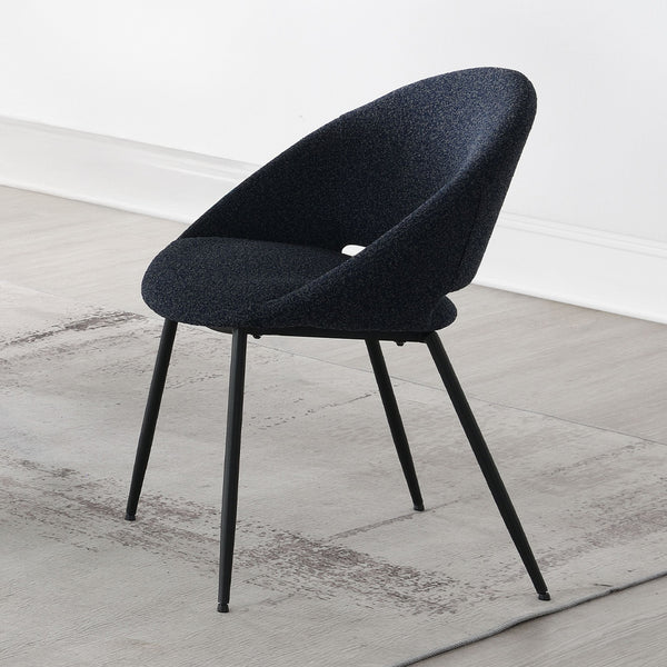Klaus Side Chair (Set of 2) - Navy Boucle & Black