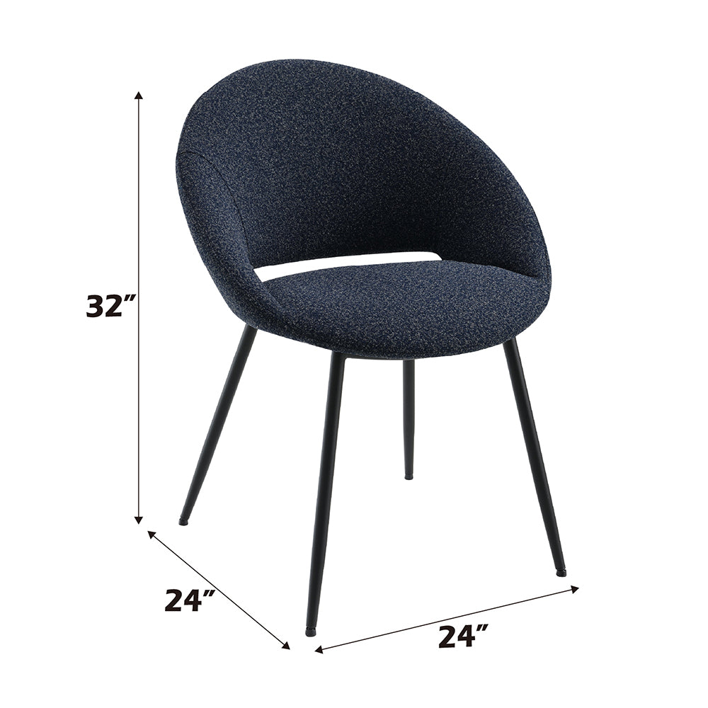 Klaus Side Chair (Set of 2) - Navy Boucle & Black