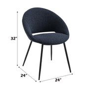 Klaus Side Chair (Set of 2) - Navy Boucle & Black