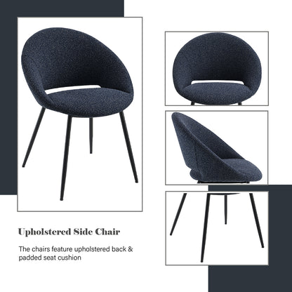 Klaus Side Chair (Set of 2) - Navy Boucle & Black