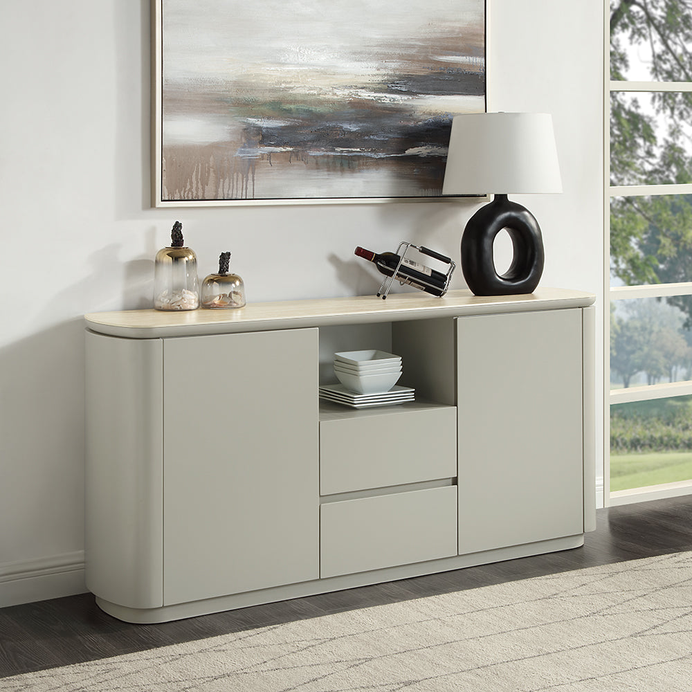 Servidor rectangular Ingram de 65" de largo con cubierta de cerámica