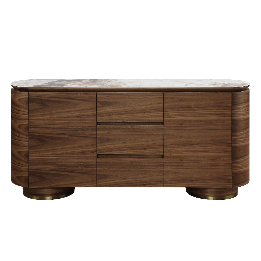 Servidor rectangular Willene de 63" de largo con almacenamiento múltiple