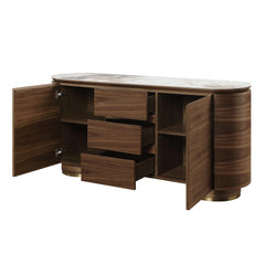 Servidor rectangular Willene de 63" de largo con almacenamiento múltiple