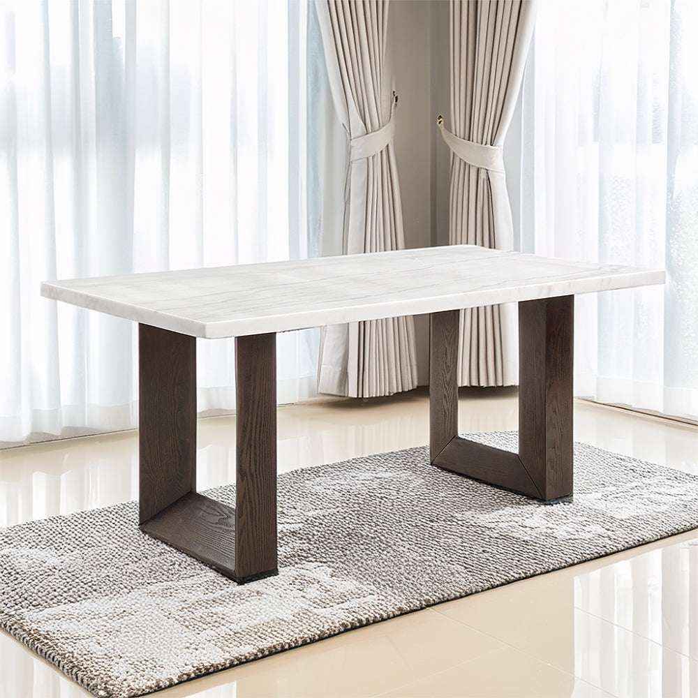 Mesa de comedor rectangular Edwyn de 172 cm de largo con tablero de mármol