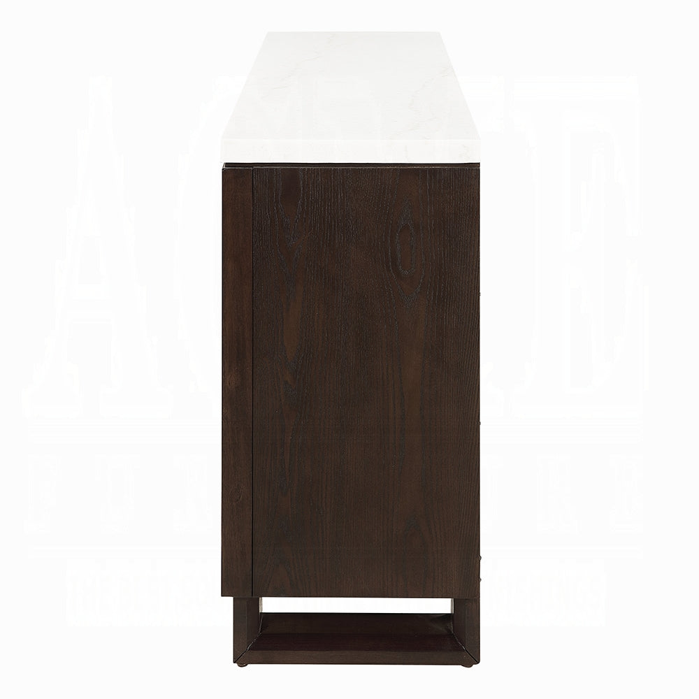 Edwyn Server w/Natural Marble Top & Fireplace