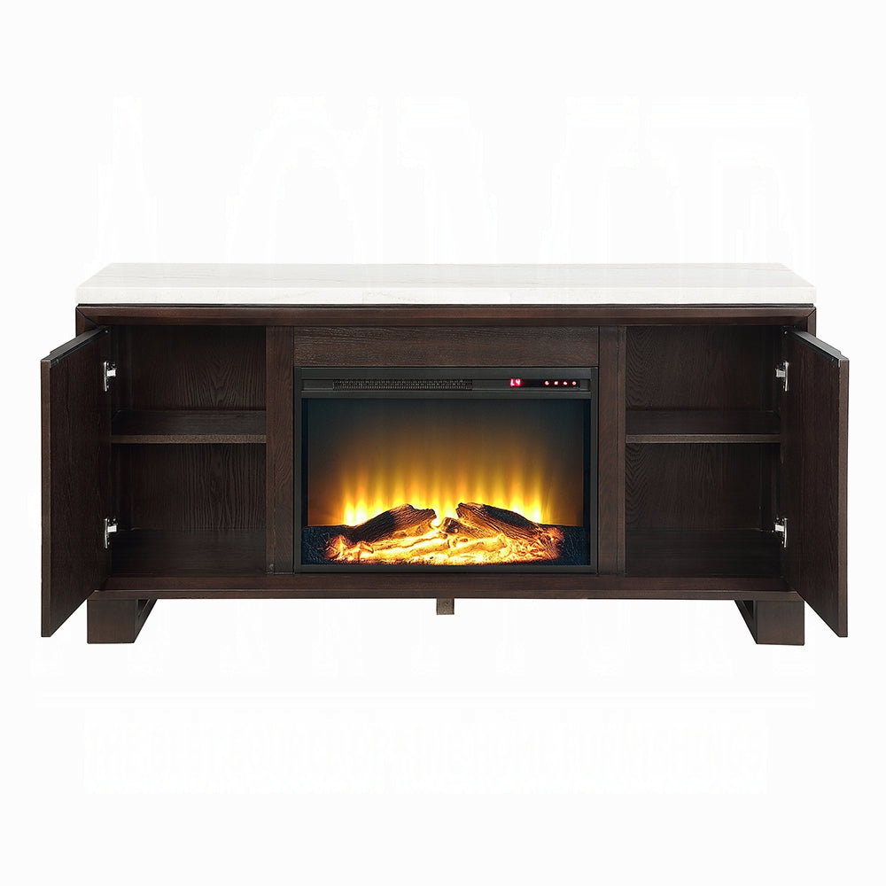 Edwyn Server w/Natural Marble Top & Fireplace