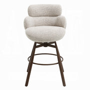 Jena Bar Chair w/Swivel - Beige Chenille & Walnut